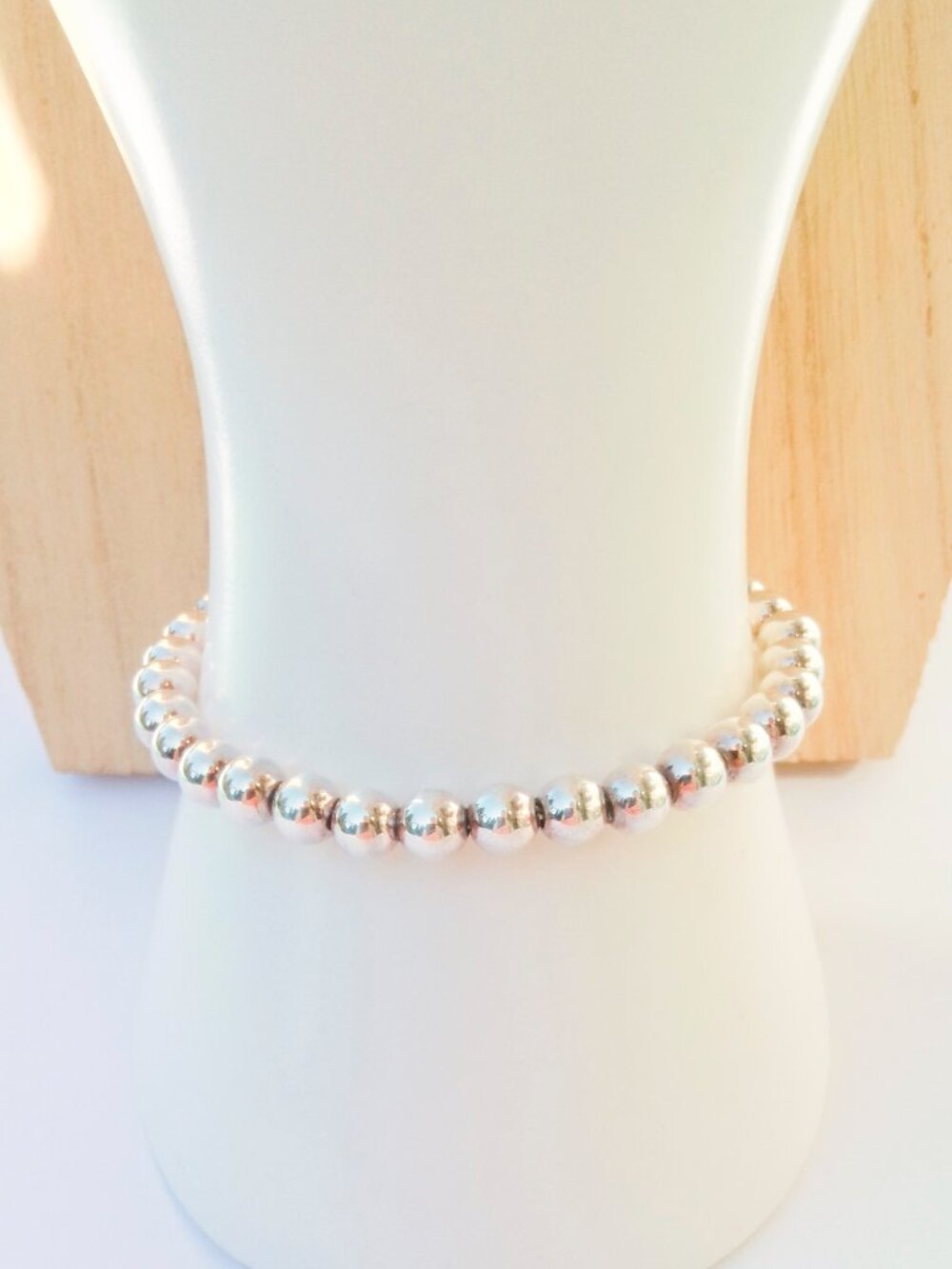 Vintage Sterling Silver 925 Italy Signed SU Ball Bead Bracelet 7" L